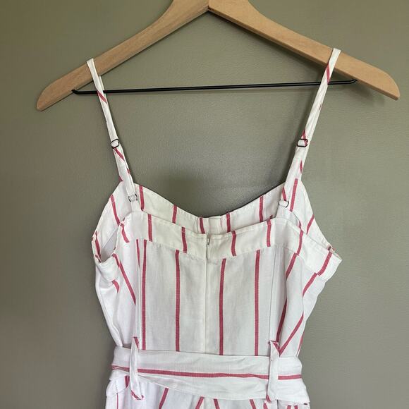 Rails Harper‎ Jumpsuit Size XS White Red Reef Stripe Belted Tie-Waist Lyocell - Picture 12 of 16